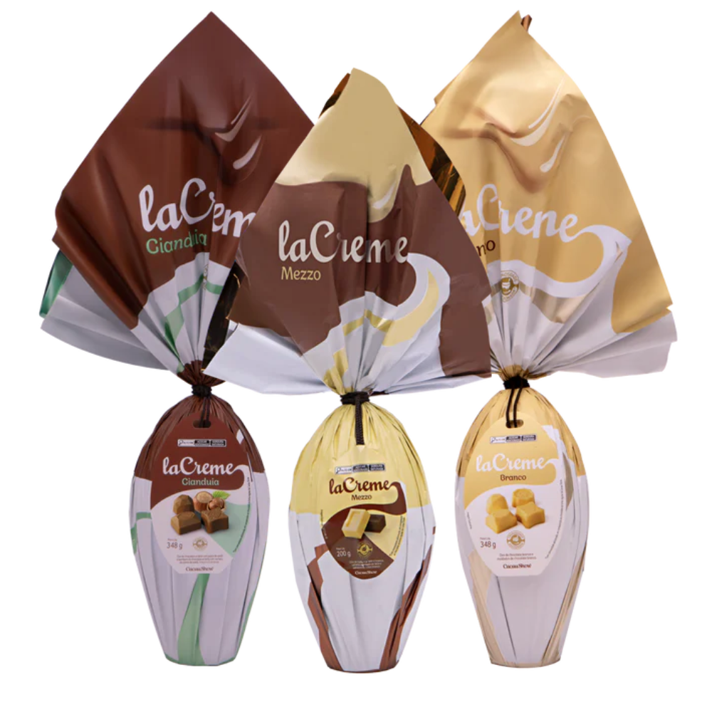 KIT 3 Ovos de Páscoa laCreme - Mezzo, Branco e Gianduia